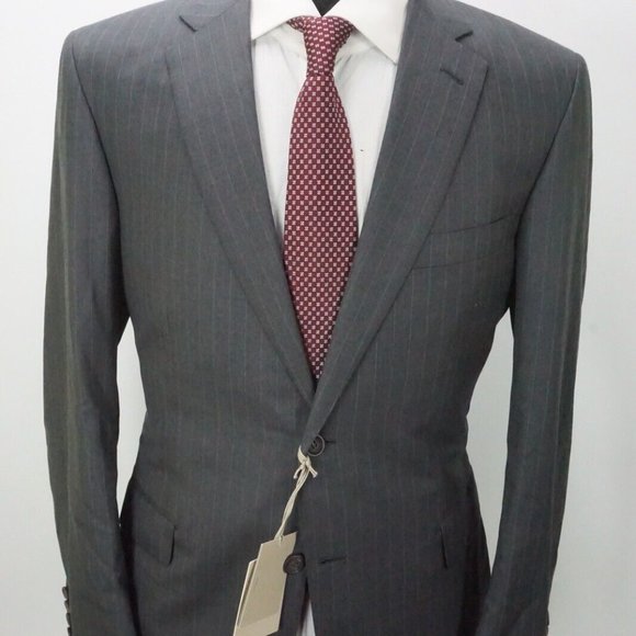 Brioni Brunico Theta S160s Wool Gray Pinstriped 2Pc Suit Jacket Pants Sz 41R NEW - Picture 3 of 13